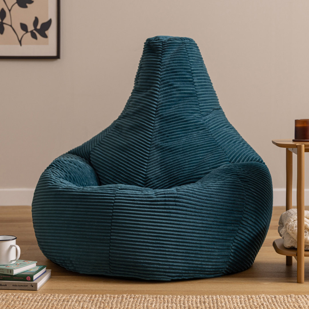 Bean Bag Bazaar Dalton Corduroy XL Recliner Bean Bag Green Large